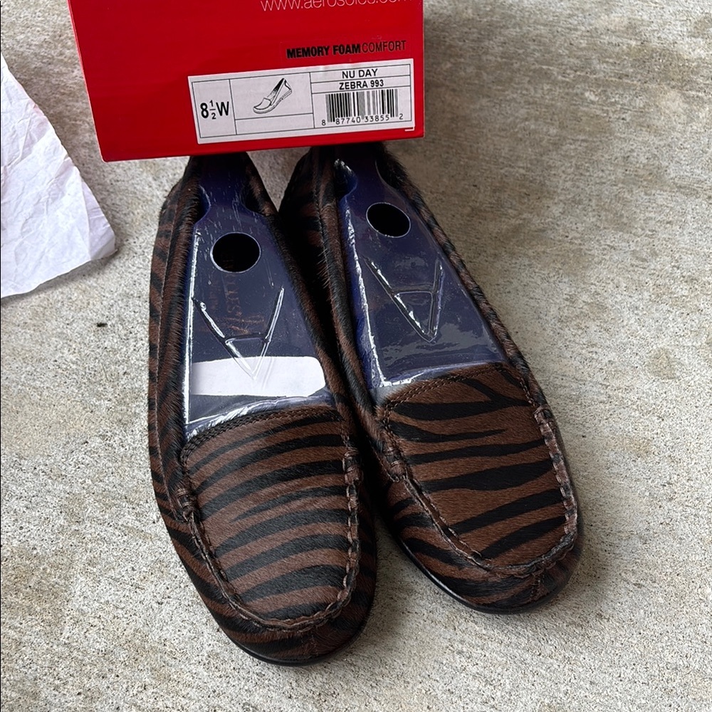 AEROSOLES Brown Zebra-Print Loafers - Picture 2 of 13